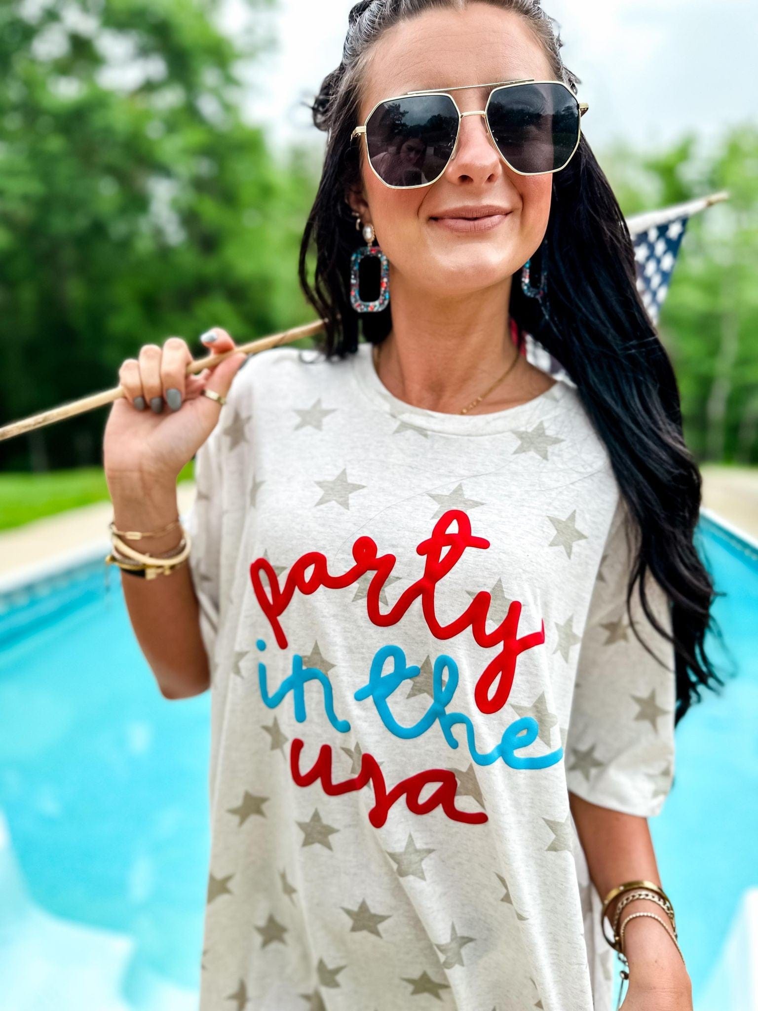 Party In The USA Puff Star Tee In Natural Star - Infinity Raine