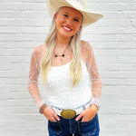 Faux Pearls Mesh Top In White - Infinity Raine
