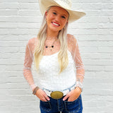 Faux Pearls Mesh Top In White - Infinity Raine