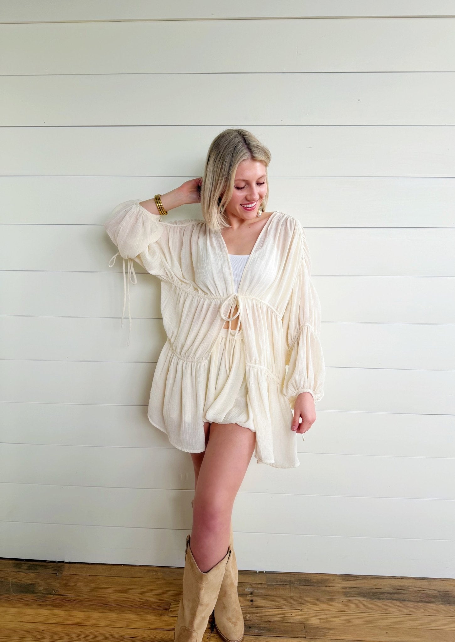Daydreamer Cover Up Duster In Cream - Infinity Raine
