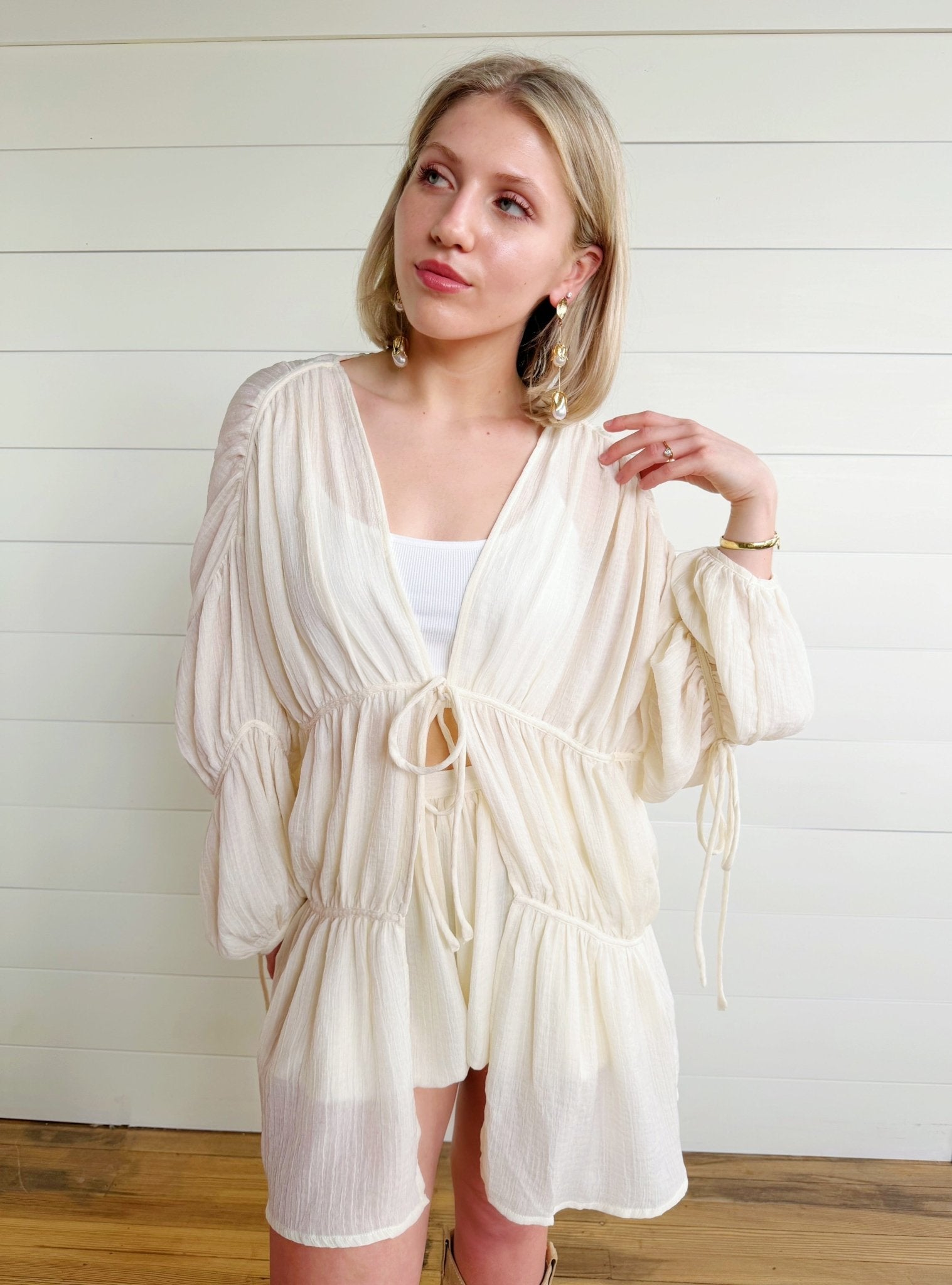 Daydreamer Cover Up Duster In Cream - Infinity Raine