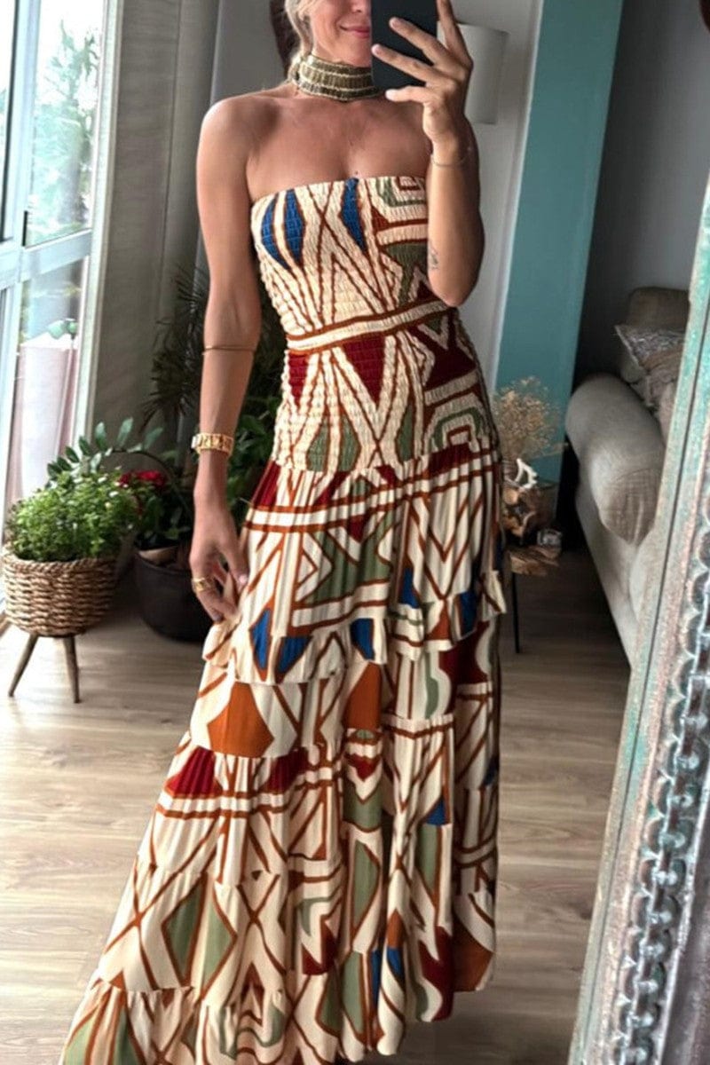 Printed Boho Maxi Dress In Multi - Infinity Raine