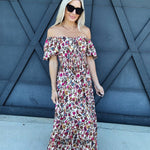 De Vave Dresses Puff Sleeve Floral Maxi Dress In Multi
