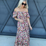 De Vave Dresses Puff Sleeve Floral Maxi Dress In Multi