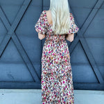 De Vave Dresses Puff Sleeve Floral Maxi Dress In Multi