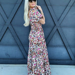 De Vave Dresses Puff Sleeve Floral Maxi Dress In Multi
