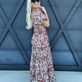 De Vave Dresses Puff Sleeve Floral Maxi Dress In Multi