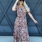 De Vave Dresses Puff Sleeve Floral Maxi Dress In Multi