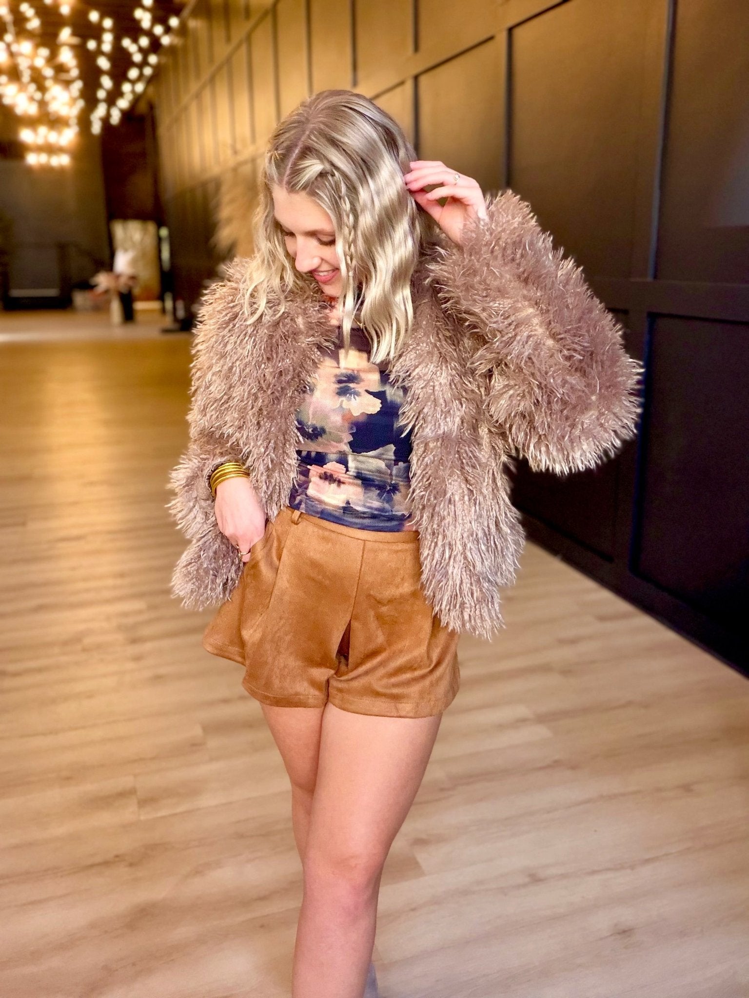 Deep Woods Fur Jacket In Taupe - Infinity Raine