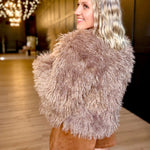 Deep Woods Fur Jacket In Taupe - Infinity Raine