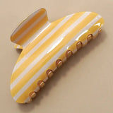 Jumbo Stripe Plaid Oval Hair Claw Clips In Yellow - Infinity Raine