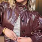 District Crop Jacket In Wine - Infinity Raine