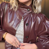 District Crop Jacket In Wine - Infinity Raine