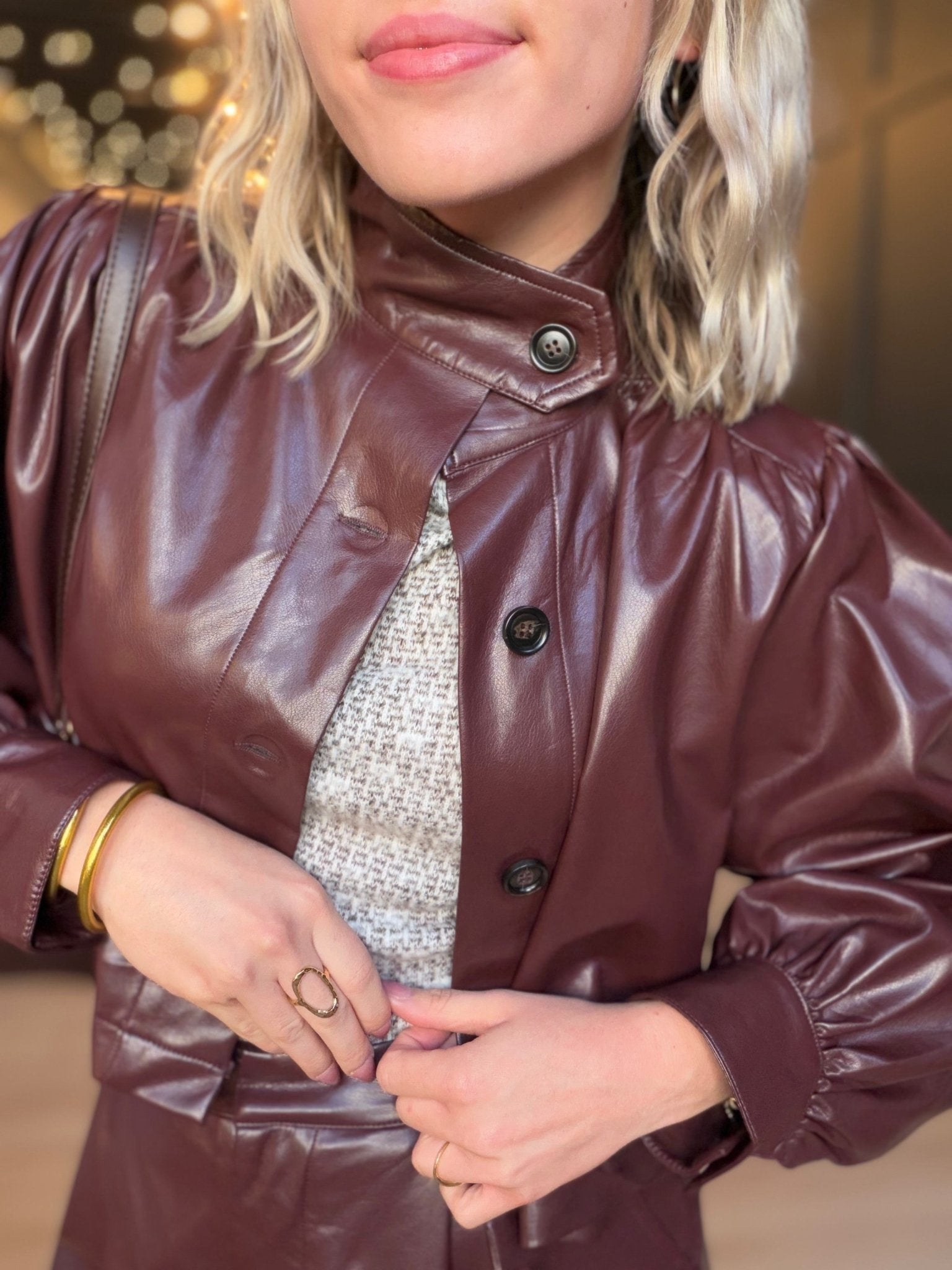 District Crop Jacket In Wine - Infinity Raine