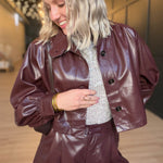 District Crop Jacket In Wine - Infinity Raine