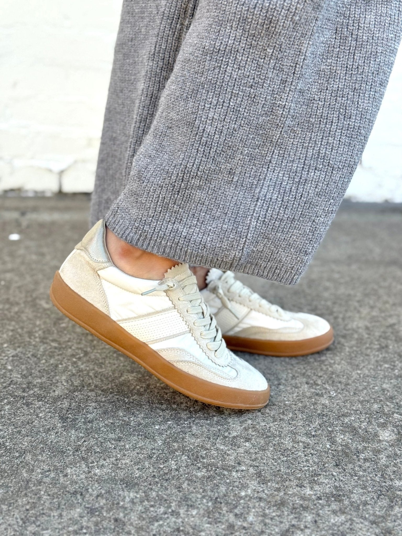 Dixie Textured Platform Trainers In White - Infinity Raine