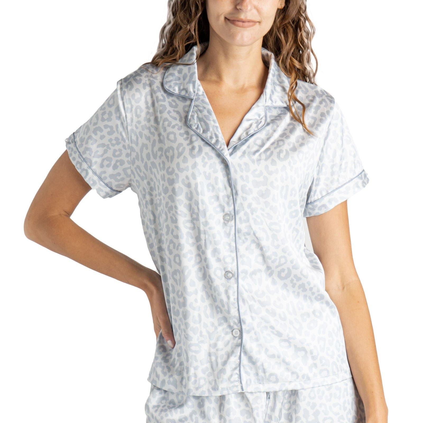 Hello Mello Satin Pajama Top-Feline Sleepy - Infinity Raine