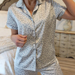 Hello Mello Satin Pajama Top-Feline Sleepy - Infinity Raine