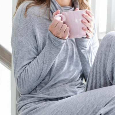 Hello Mello Cuddle Blend Cowl Neck Top-Gray - Infinity Raine