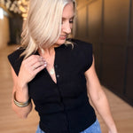 Dollhouse Button Front Sweater In Black - Infinity Raine