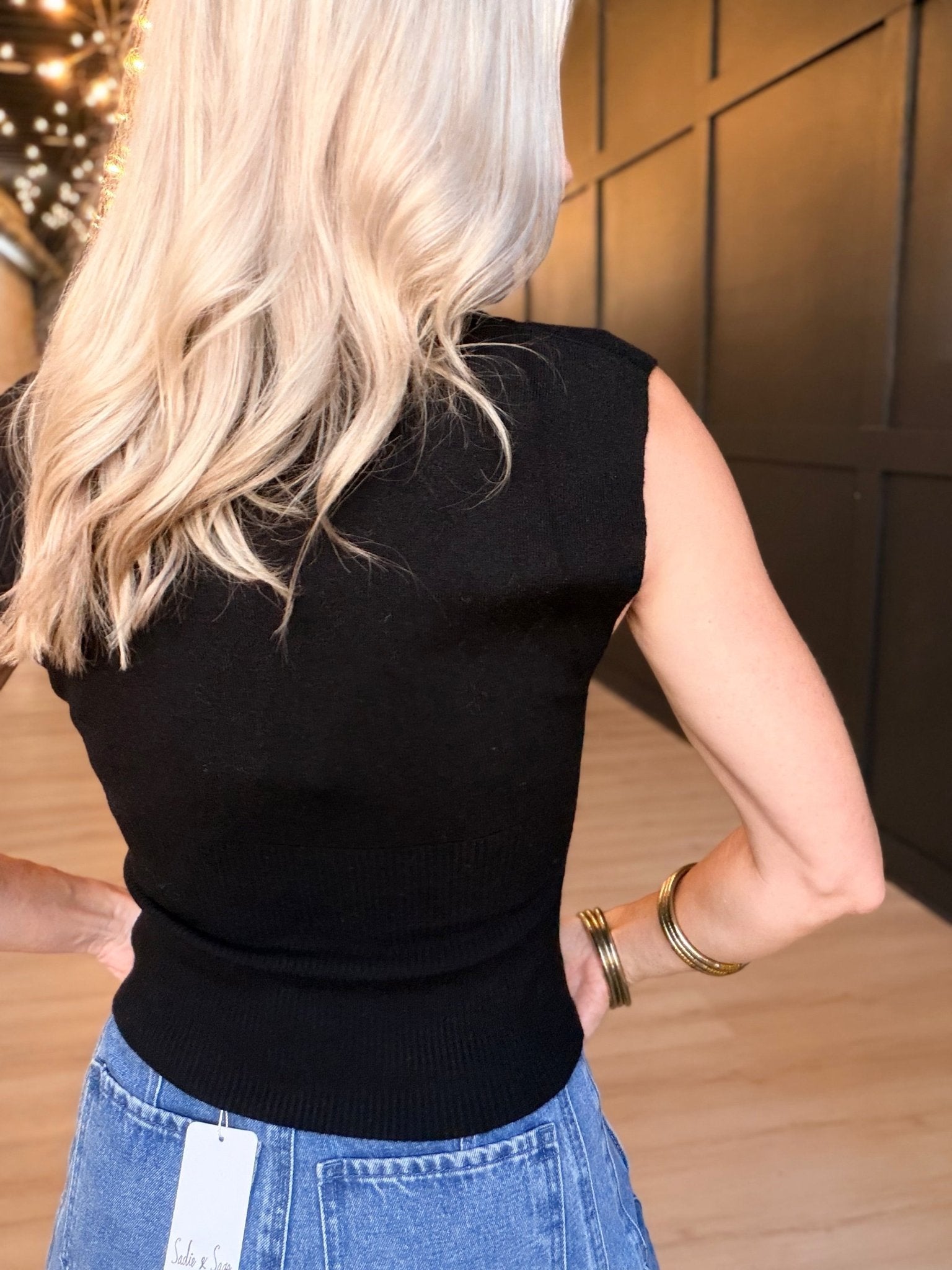 Dollhouse Button Front Sweater In Black - Infinity Raine