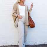 Dolman Sleeve Open Cardigan With Pockets In Taupe - Infinity Raine