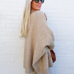 Dolman Sleeve Open Cardigan With Pockets In Taupe - Infinity Raine