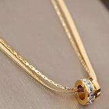 Double Chain Necklace With Embellishments In Gold - Infinity Raine
