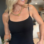 Double Layer At Fy & Bk V Neck Cami Top In Black - Infinity Raine
