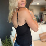 Double Layer At Fy & Bk V Neck Cami Top In Black - Infinity Raine
