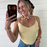Double Layer At Fy & Bk V Neck Cami Top In Butter - Infinity Raine