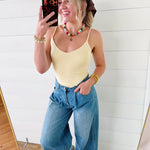 Double Layer At Fy & Bk V Neck Cami Top In Butter - Infinity Raine