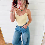 Double Layer At Fy & Bk V Neck Cami Top In Butter - Infinity Raine