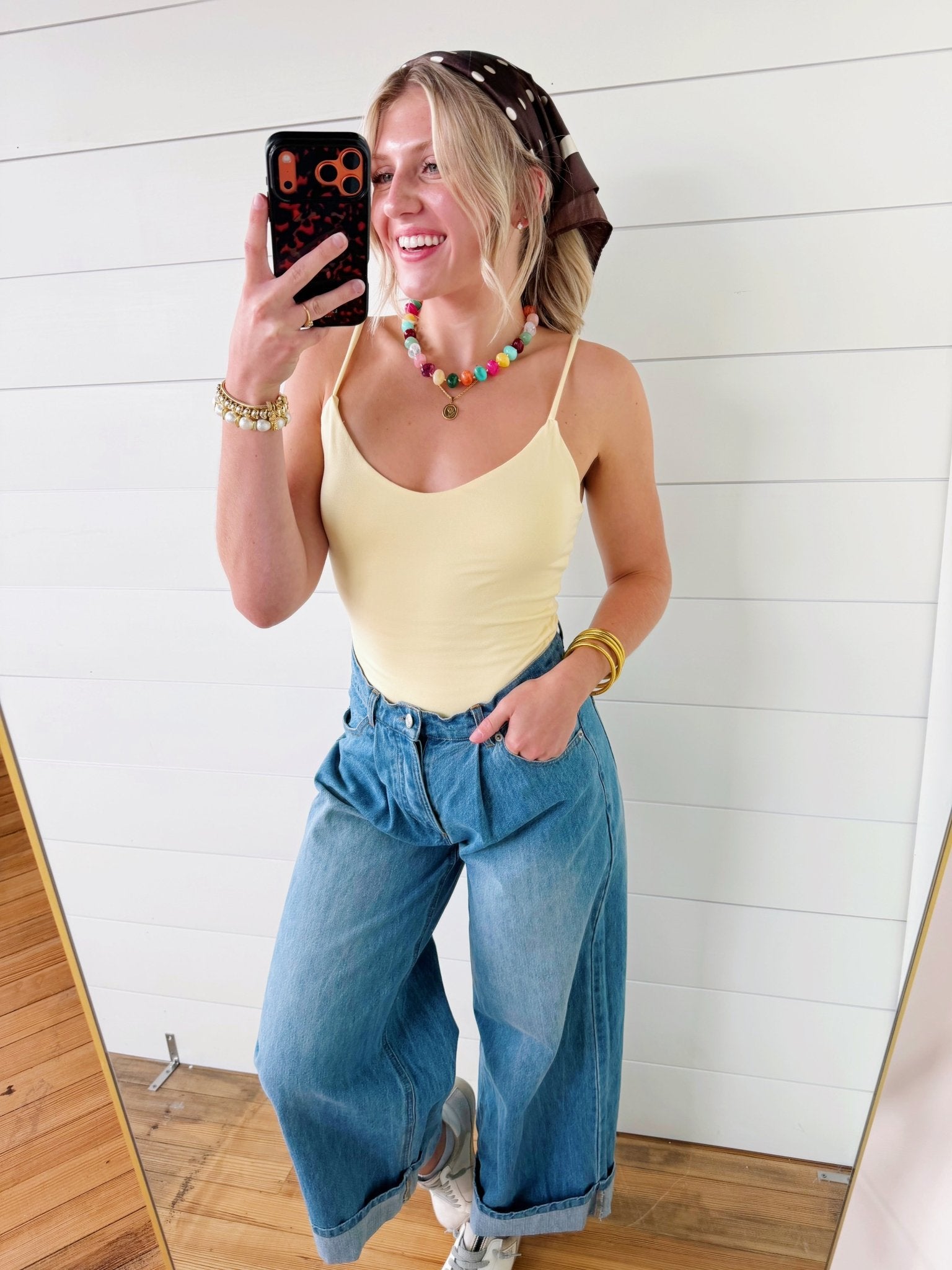 Double Layer At Fy & Bk V Neck Cami Top In Butter - Infinity Raine