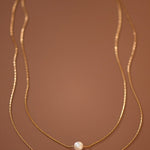 Double Layer Pearl Necklace In Gold - Infinity Raine