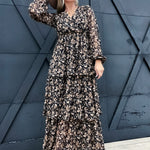 Printed Woven Maxi Dress-Black - Infinity Raine