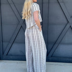 Loose Woven Crop Pant Set In Off White - Infinity Raine