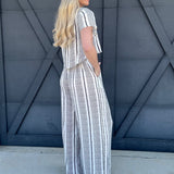 Loose Woven Crop Pant Set In Off White - Infinity Raine