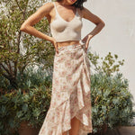 Ruffled Hem Wrap Skirt In Blush - Infinity Raine