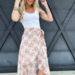 Ruffled Hem Wrap Skirt In Blush - Infinity Raine