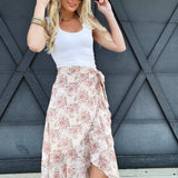 Ruffled Hem Wrap Skirt In Blush - Infinity Raine