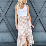 Ruffled Hem Wrap Skirt In Blush - Infinity Raine