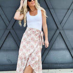 Ruffled Hem Wrap Skirt In Blush - Infinity Raine