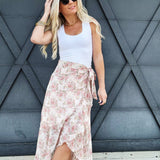 Ruffled Hem Wrap Skirt In Blush - Infinity Raine