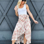 Ruffled Hem Wrap Skirt In Blush - Infinity Raine