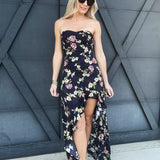 Strapless High-Low Dress In Black - Infinity Raine
