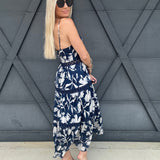 Tiered Lace Maxi Dress In Navy - Infinity Raine