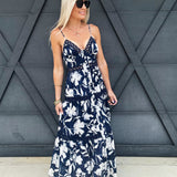 Tiered Lace Maxi Dress In Navy - Infinity Raine