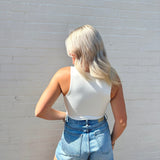 Scoop Neck Seamless Bodysuit In Ivory - Infinity Raine