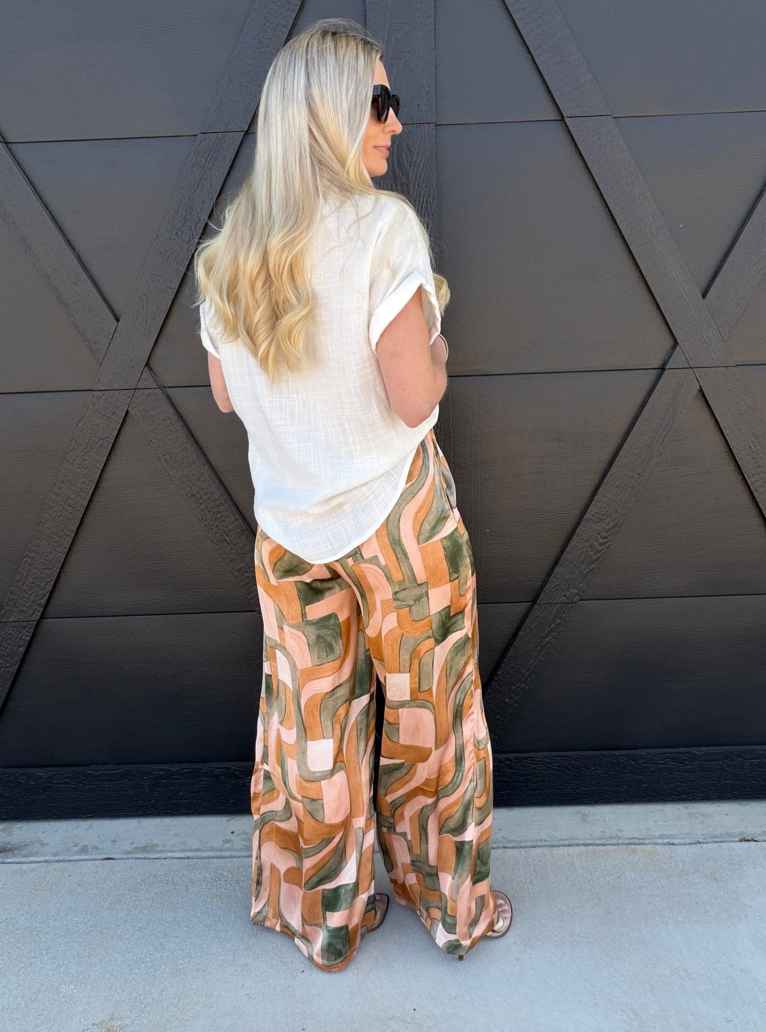 Dune Deco Drawstring Wide Leg Pants In Blushed Stone - Infinity Raine